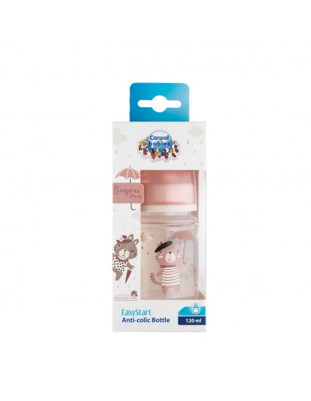 Канпол FOR KIDS Canpol plastic anti-colic feeding bottle `Hello Paris` 120ml pink #4292